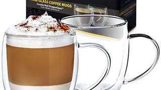 Dragon Glassware Glass Coffee Mugs, Clear Double Wall Insulated...