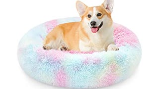 NOYAL Calming Dog Bed Donut Anti Anxiety Fluffy Dog Bed...
