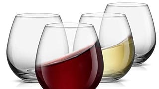 JoyJolt Spirits Stemless Wine Glasses for Red or White...