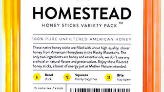 Homestead Flavored Honey Sticks (50 Pack), 5 Flavors Include...