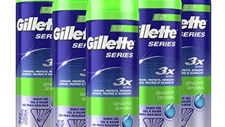 Gillette Series 3X Sensitive Shave Gel, 6 Count, 7oz Each,...