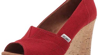 TOMS Women's Classic Espadrille Wedge Sandal, red Crosshatch...