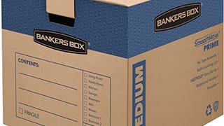 Bankers Box SmoothMove Prime Moving Boxes, Medium, 8-Pack,...