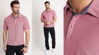 Red Knit Oxford Polo
