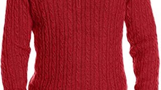 IZOD Men's Cable Solid 1/4 Zip Sweater, Red Dahlia,...