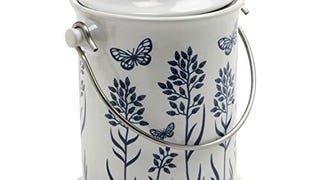 Norpro Ceramic Floral Blue/White Compost Keeper, 3-...