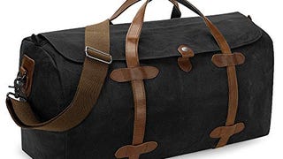 S-ZONE Travel Tote Duffel Weekender Bag Waxed Canvas Leather...