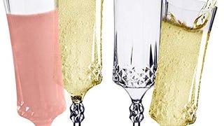 Clear Plastic Champagne Flute Set (12) â€“ One Piece 9oz...
