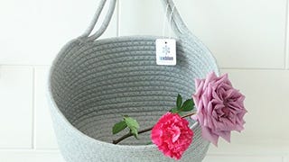 Iceblue 9.8''X5.9''X7''Grey Oval Cotton Rope Over Wall...
