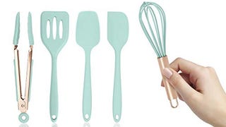 COOK with COLOR Set of Five Mint Green and Rose Gold Silicone...