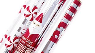 Hallmark Christmas Wrapping Paper, Red and Silver Foil...