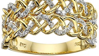 Yellow Gold Plated Sterling Silver Double Rope Diamond...