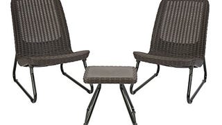 Keter Resin Wicker Patio Furniture Set with Side Table...