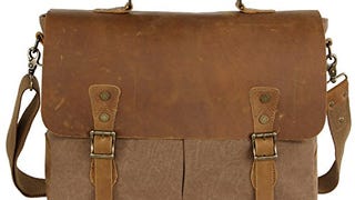 Lifewit Men's Briefcase Vintage Leather Laptop Bag Canvas...