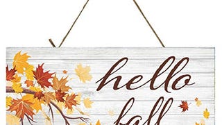 Hello Fall Autumn Decor Wood Sign