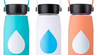 18oz MIUCOLOR Glass Water Bottle - Silicone Sleeve Shatter...