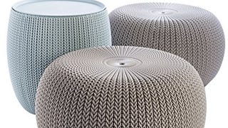 Keter Urban Knit Pouf Ottoman Set of 2 with Storage Table...