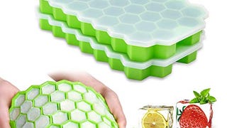 Ice Cube Trays with Lids,2-Pack 74 Ice Cubes Silica Gel...