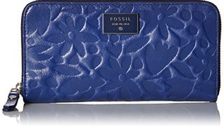 Fossil Dawson Zip Wallet, Blue Floral