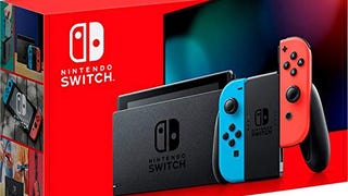 Nintendo Switch with Neon Blue and Neon Red Joy‑