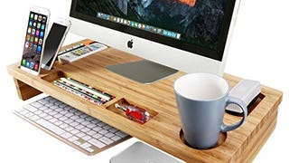 OULII Bamboo Monitor Stand Riser 25.6″ Width Lap Desk with...