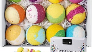 Aprilis 12 Bath Bombs Gift Set, Natural Vegan Bath Bomb...