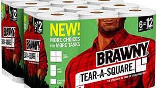 Brawny Paper Towels, 12 Count Rolls, Tear-A-Square, 128...