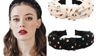 Knot Headbands for Women Knotted Pearl Colorful Rhinestone...
