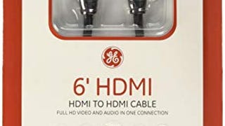 GE 6' High Speed HD 3D 4k 1080p HDMI Cable, Black