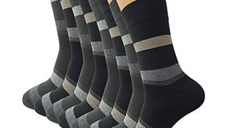 David Archy Men's 8 Pack Cotton Striped Dress Socks (10-...