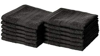 Amazon Basics Fade Resistant Cotton Washcloth, Black - Pack...