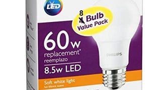 Philips 455576 60W Equivalent 2700K A19 LED Light Bulb,...