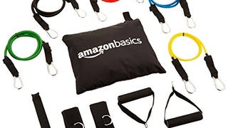 Amazon Basics Resistance Band Set with 5 Bands, Foam Handles,...