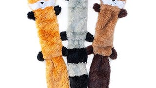 ZippyPaws - Skinny Peltz Squeaky Plush Dog Toy, Fox / Raccoon...
