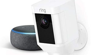 Ring Spotlight Cam Battery (White) with Echo Dot (Charcoal)...