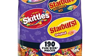 Skittles and Starburst Halloween Candy Bag, 190 Fun Size...