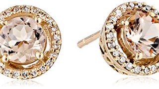 Amazon Collection 10K Rose Gold Morganite Round with Diamond...