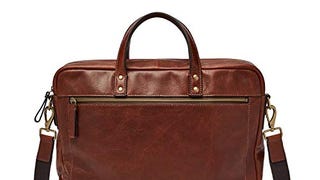 Fossil Men's Haskell Leather Double Zip Briefcase Messenger...
