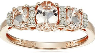 Rose Gold-Plated Sterling Silver, Morganite, and Diamond-...