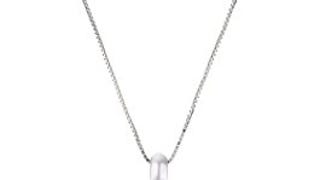 10k White Gold and Oval Amethyst Pendant Necklace, 18"