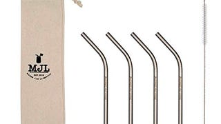 Short Thin Bent Stainless Steel Straws for Cocktail Glasses,...