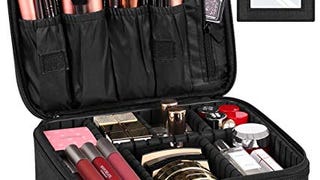 Syntus Travel Makeup Bag with Mirror, Portable Train Cosmetic...