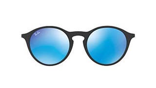 Ray-Ban RB4243L Round Sunglasses, Rubber Black/Mirror Blue,...