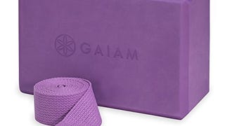 Gaiam Yoga Block + Yoga Strap Set, Purple