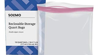 Amazon Brand - Solimo Quart Food Storage Bags, 150...