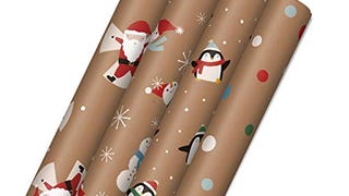 Hallmark Kraft Christmas Wrapping Paper for Kids with Cut...