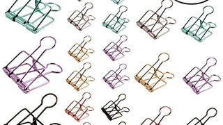 Binder Clips, Metal Wire Binder Clips, Assorted Sizes, Colorful...