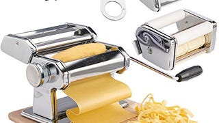 VonShef Pasta Maker, 3 in 1 Pasta Machine Stainless Steel,...