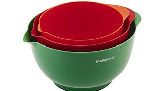 KitchenAid Classic Plastic Mixing Bowls, Green/Red/Orange,...