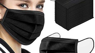 100PCS 3 Ply Black Disposable Face Mask Filter Protection...